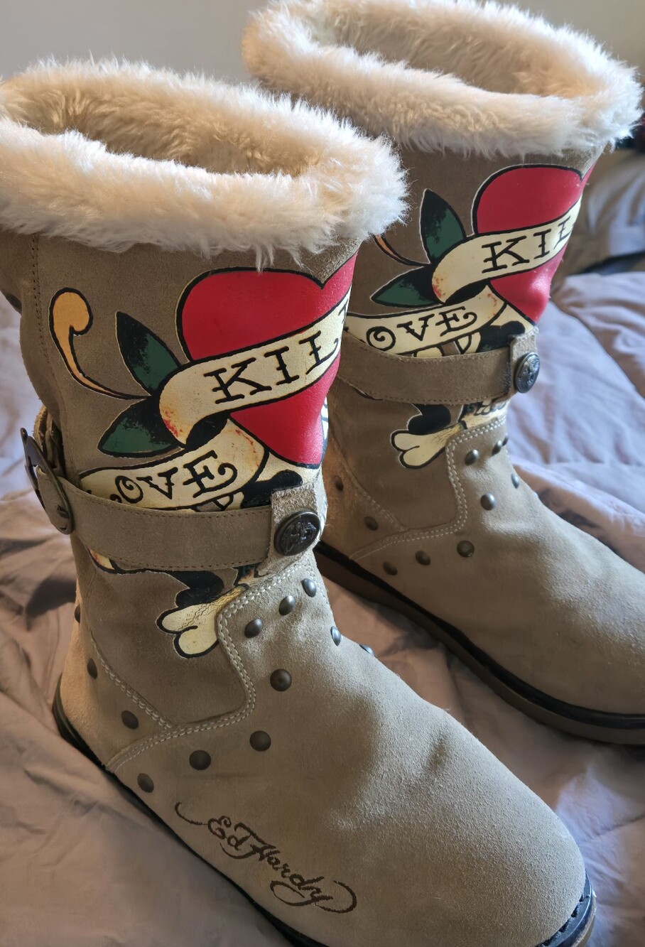 Ed Hardy Love Kills Slowly Suede Boots - Picture 2 of 7